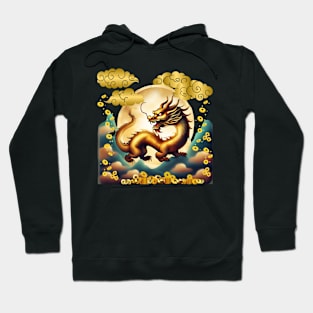 The majestic golden dragon bestows auspicious blessings. Hoodie